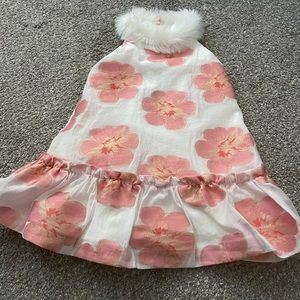 Girls formal dress with faux fur collar